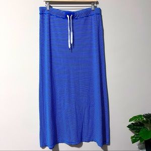 Ralph Lauren blue and white striped drawstring waist maxi skirt size Lar…